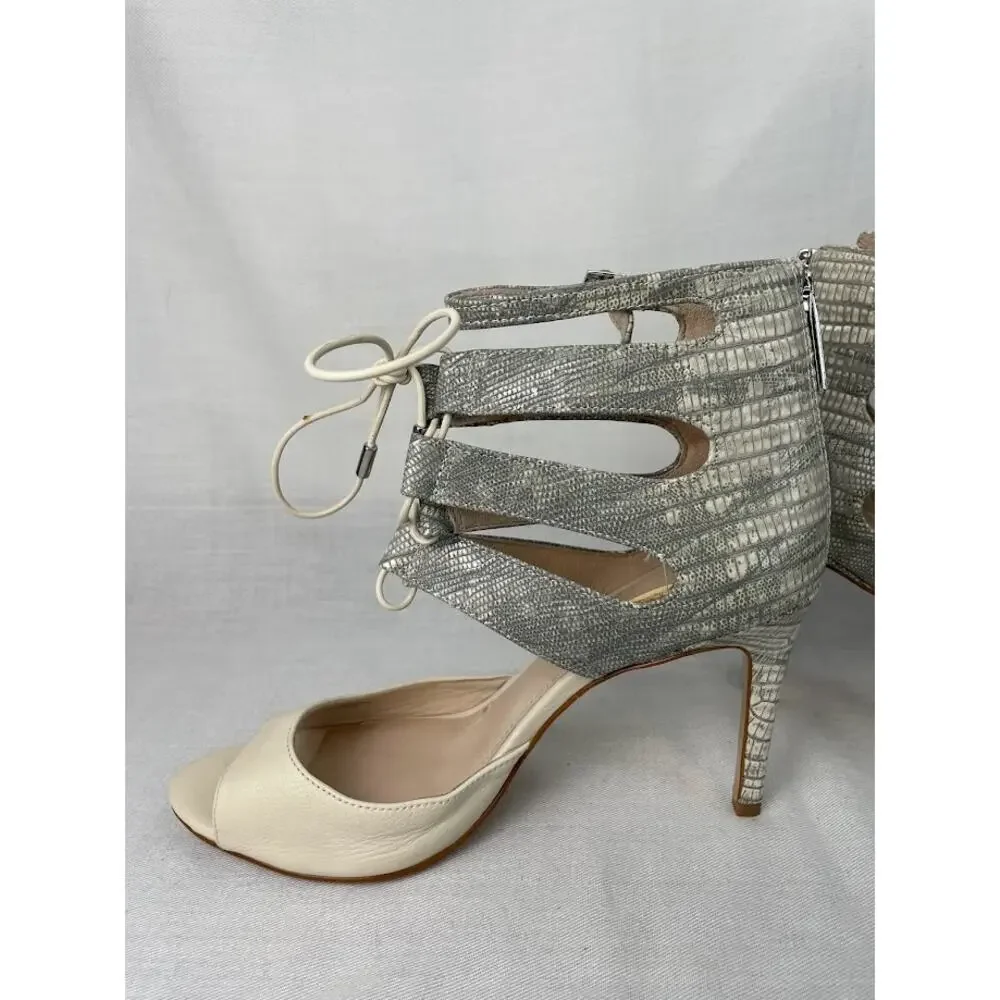 Louise Et Cie High Heels Womens 9M Sandals Beige Strappy Open Toe Stilettoes